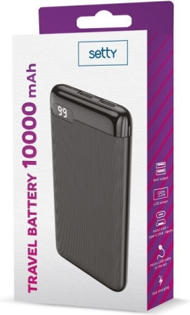 Setty Power Bank 10000mAh with 2 USB-A Ports Black view 2