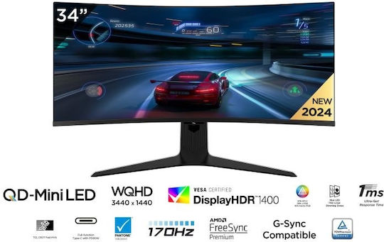 TCL 34R83Q Ultrawide HDR Curved Gaming Monitor 34" QHD 3440x1440 170Hz with Response Time 1ms GTG view 6