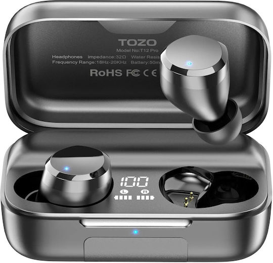 Tozo T12 PRO In-ear Bluetooth Handsfree Earphones with Sweat Resistance and Charging Case Black view 2