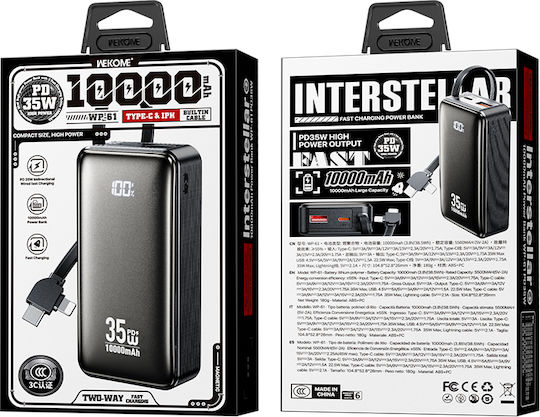 WK WP-61 Power Bank 10000mAh 35W Power Delivery Black vue 3