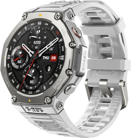 Amazfit T-Rex 3 Stainless Steel 48mm Waterproof Smartwatch with Heart Rate Monitor (Hazy Gray)