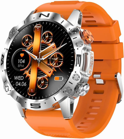 Gravity GT20 46mm Smartwatch with Heart Rate Monitor (Silver / Orange) view 3