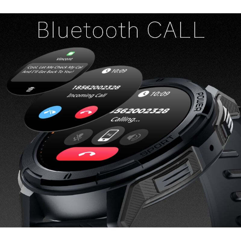 Rubicon 48mm Smartwatch with Heart Rate Monitor (Black) view 4
