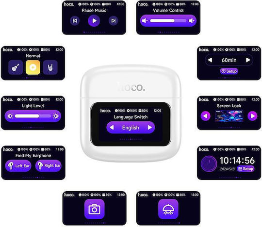 Hoco EQ14 Cool Color In-ear Bluetooth Handsfree Earphones with Charging Case Black view 3