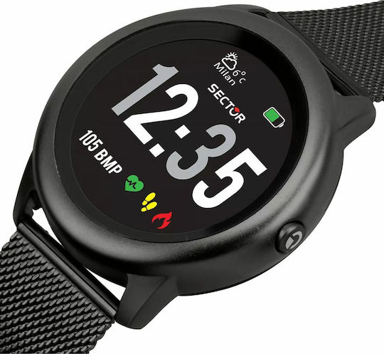 Sector S-01 46mm Smartwatch with Heart Rate Monitor (Black Metallic Bracelet) view 5