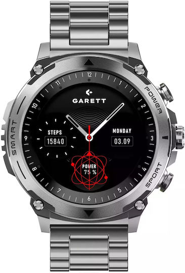 Garett Atom Stainless Steel 47mm Smartwatch with Heart Rate Monitor (Silver) view 3