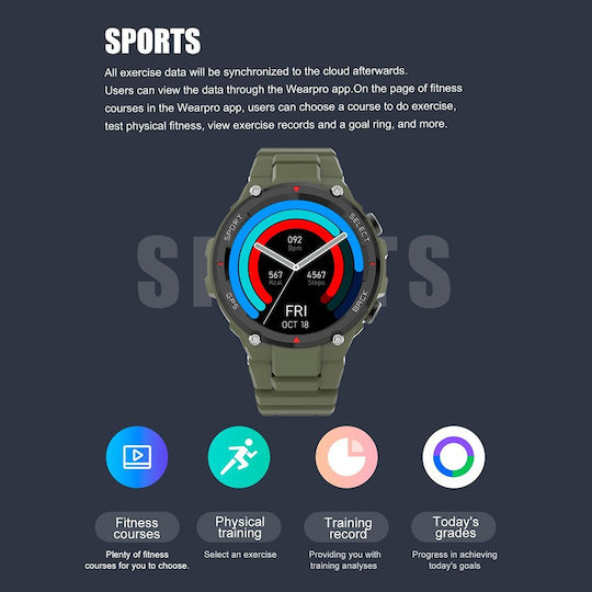 DT5 Smartwatch with Heart Rate Monitor (Khaki) view 9