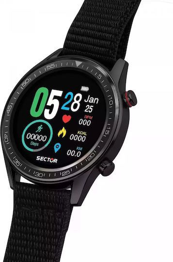 Sector S-02 46mm Smartwatch with Heart Rate Monitor (Black Fabric Strap) view 4
