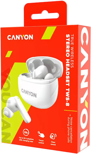 Canyon TWS-8 In-ear Bluetooth Handsfree Earphones with Charging Case White view 5