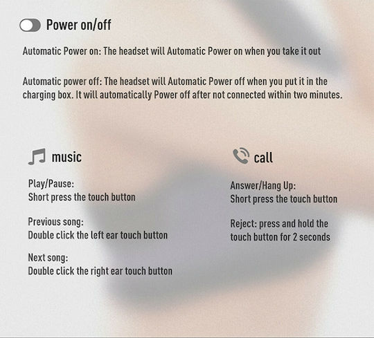 Joyroom JR-TL1 In-ear Bluetooth Handsfree Earphones with Sweat Resistance and Charging Case White view 4