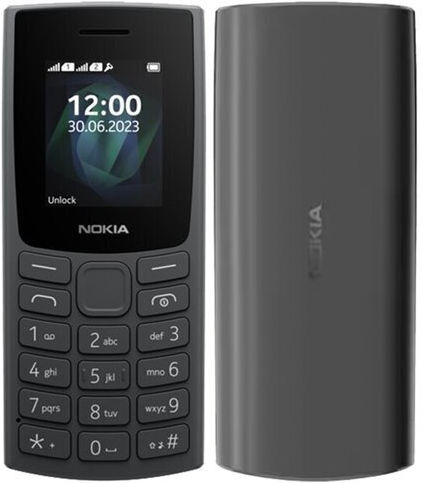 Nokia 105 4G (2023) Dual SIM Mobile with Buttons (Greek Menu) Charcoal view 4