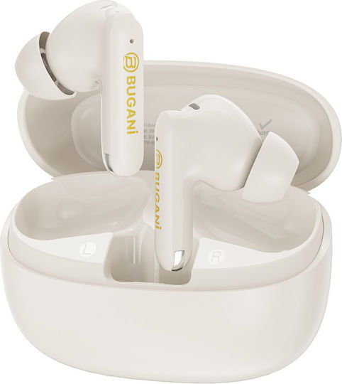 Bugani Freebuds B20 Bluetooth Handsfree Earphones with Sweat Resistance and Charging Case Cream