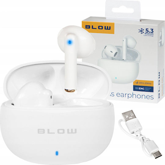 Blow Earbuds ENC Bluetooth Handsfree Earphones with Charging Case White view 1