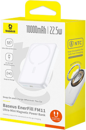 Baseus EnerFill FM11 MagSafe Power Bank 10000mAh 22.5W with USB-C Port Power Delivery White view 5