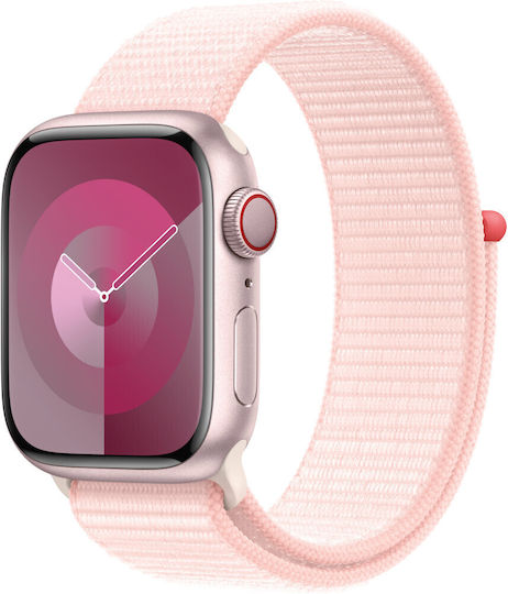 Apple Watch Series 9 Cellular Aluminium 41mm Waterproof with eSIM and Heart Rate Monitor (Pink with Light Pink Sport Loop) view 2