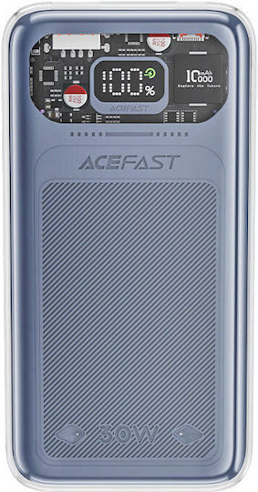 Acefast M1 Sparkling Series Power Bank 10000mAh 30W with USB-A Port and USB-C Port Power Delivery Gray vue 2