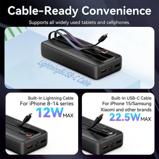Vention FHP Power Bank 20000mAh 22.5W with 2 USB-A Output Ports and USB-C Output Port Black view 6