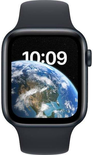 Apple Watch SE 2022 Cellular Aluminium 44mm Waterproof with eSIM and Heart Rate Monitor (Midnight with Midnight Sport Band) view 3