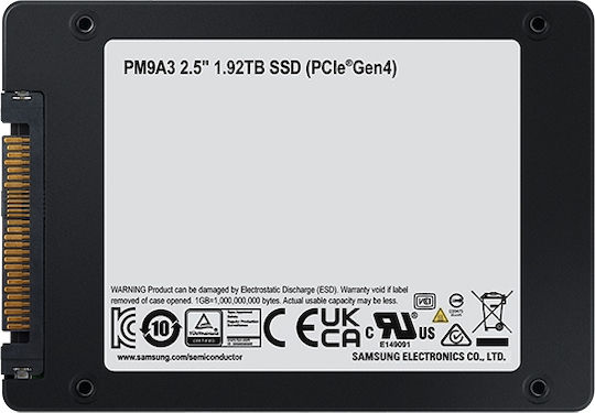 Samsung PM9A3 NVMe U.2 SSD 1.9TB 2.5'' PCI Express 4.0 view 4