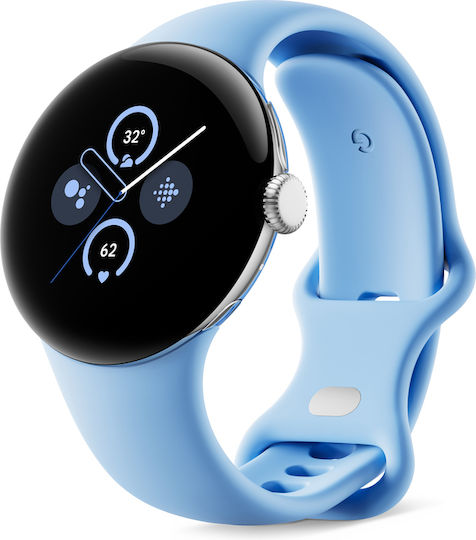 Google Pixel Watch 2 Aluminium with Heart Rate Monitor (Polished Silver Aluminium Case/Bay Active Band) vue 2