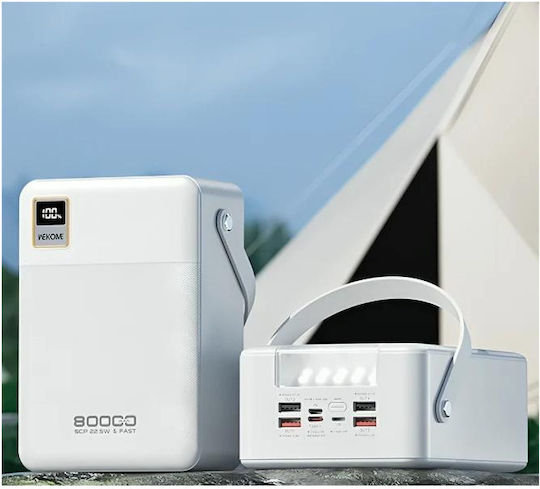 WK WP-78 Power Bank 80000mAh 22.5W with 4 USB-A Ports and 2 USB-C Ports White view 2