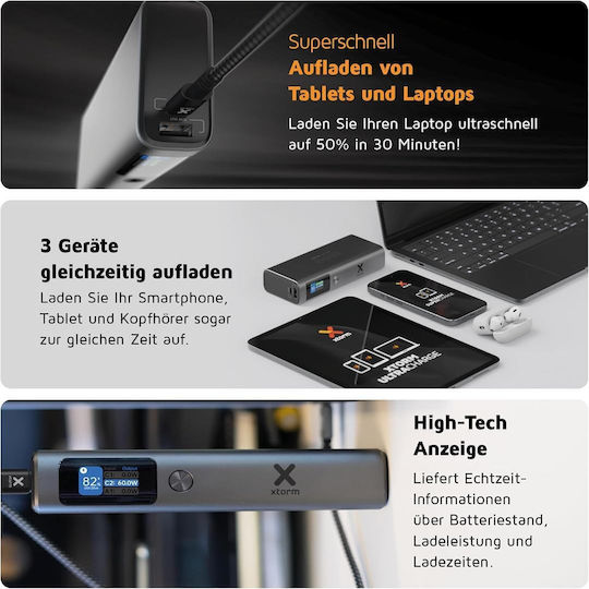 Xtorm Nova Pro Power Bank 20000mAh 130W with USB-A Port and 2 USB-C Ports Power Delivery Gray vue 9