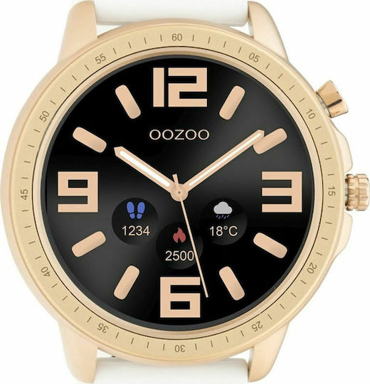 Oozoo Q00322 45mm Smartwatch with Heart Rate Monitor (Gold / White) view 1
