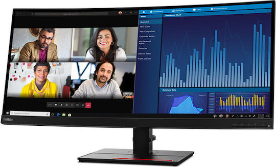 Lenovo ThinkVision P34w-20 Ultrawide IPS Curved Monitor 34.14" QHD 3440x1440 view 3
