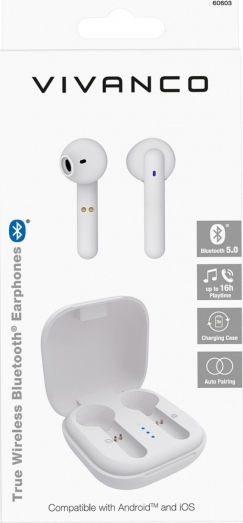Vivanco Urban Pair In-ear Bluetooth Handsfree Earphones with Charging Case White view 3