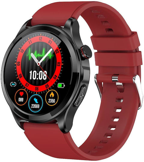 Tk22 1.39 Inch Ip67 Waterproof Silicone Band Smart Watch Supports Ecg Non-invasive Blood Sugar Red