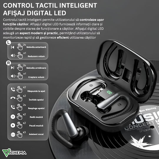Vichema Aerofit Wireless Earbuds Hd Calls Ipx6 Waterproof Fast Charge Usb-c Touch Control Led Display Deep Bass Ios Android Black vista 6