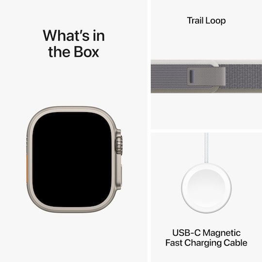 Apple Watch Ultra 2 Titanium 49mm Waterproof with eSIM and Heart Rate Monitor (Green/Grey Trail Loop M/L) view 8