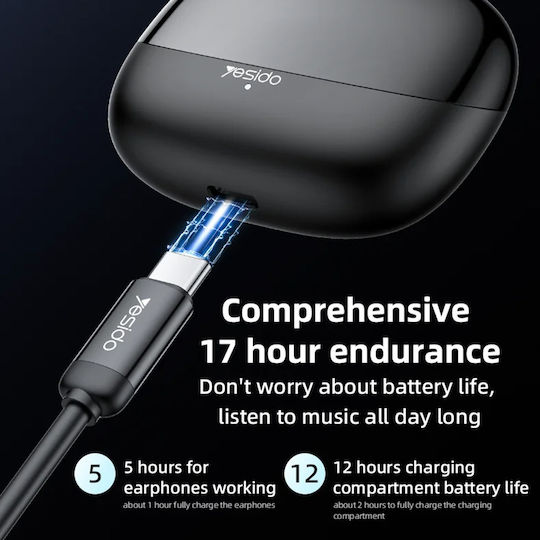 Yesido TWS26 In-ear Bluetooth Handsfree Earphones with Charging Case Black view 5