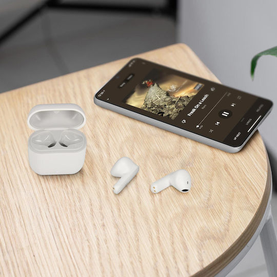 Akashi ALTBUDSBTWH Earbud Bluetooth Handsfree Earphones with Charging Case White view 5