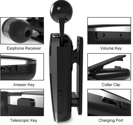 K53 In-ear Bluetooth Handsfree Earphone Lapel White view 3