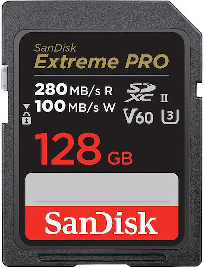 Sandisk Extreme PRO SDXC 128GB U3 V60 UHS-II with Adapter