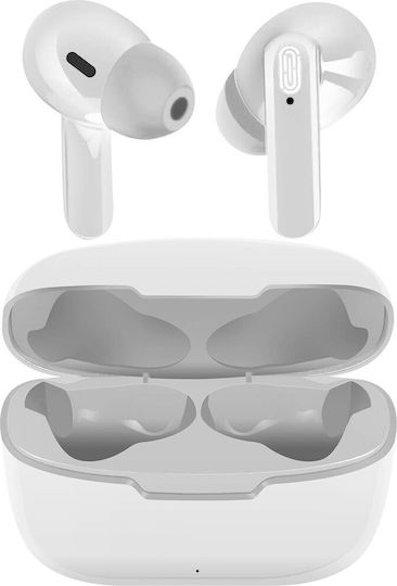 Akashi ALTEARBWH In-ear Bluetooth Handsfree Earphones with Charging Case White view 1