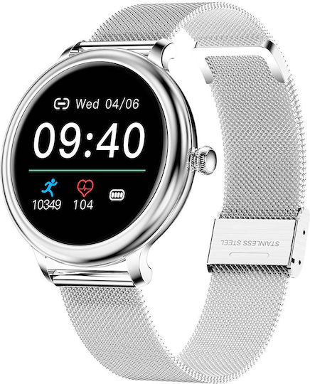 Rubin Silver Smartwatch Idealstore Full Hd 1.09 Inch Screen 240x240 Resolution Blood Pressure Heart Rate Monitoring Ip68 Water Resistant Bluetooth Call Answering Multi-sport Mode Android Ios Operating System view 1