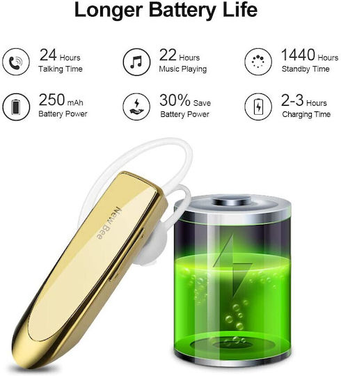 In-ear Bluetooth Handsfree Earphones Gold view 5