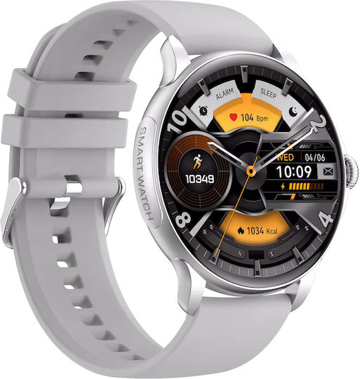 Idealstore Stmone Smartwatch Bluetooth Call Voice Assistant Amoled Display 100+ Sports Modes Menstrual App Sleep Management Health Monitoring Heart Rate Oxygen Nfc Gray Silicone Strap view 1