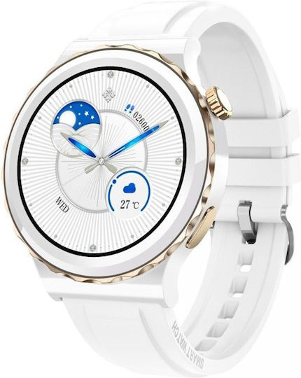 Aoke E23 Stainless Steel 44mm Smartwatch with Heart Rate Monitor (White)