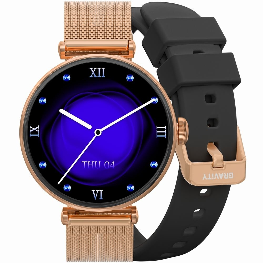 Smartwatch Gravity Rose Gold Black 2 Straps Gt26-3 view 2