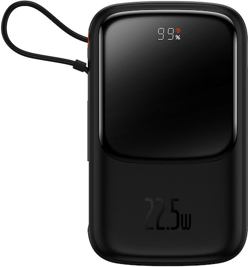 Baseus Qpow Digital Display Power Bank 10000mAh 22.5W with USB-A Port and 2 USB-C Ports Power Delivery Black