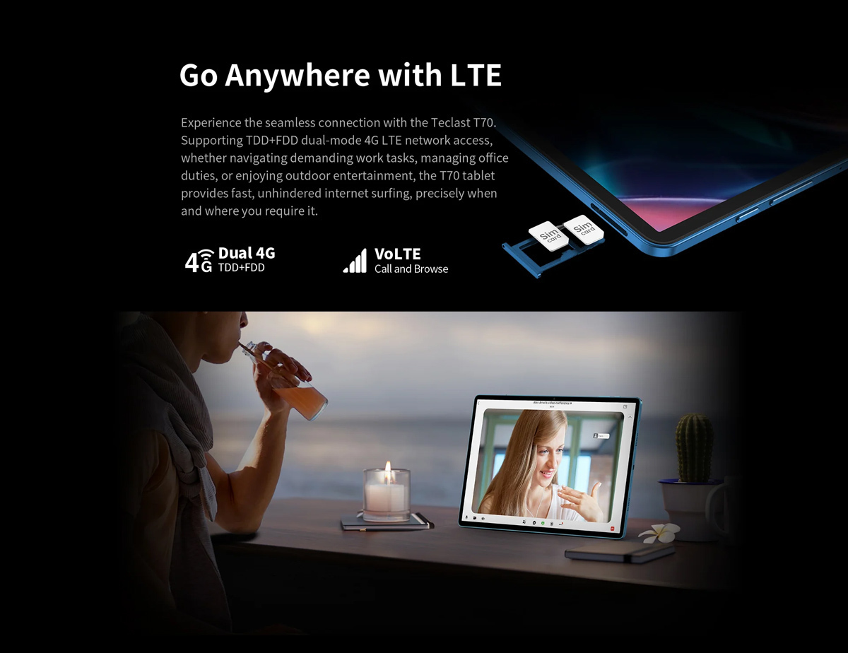 Teclast T70 4G 14Inches Tablet (8GB/256GB) Blue view 3