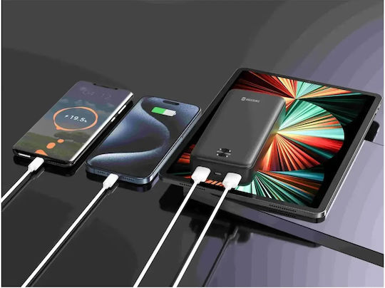 Swissten Power Bank 20000mAh 10.5W with 2 USB-A Ports and USB-C Port Black view 5