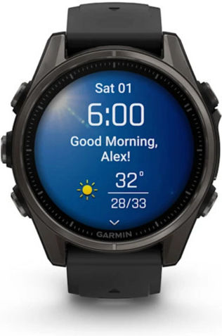 Garmin Fenix 8 Titanium 43mm Waterproof Smartwatch with Heart Rate Monitor (Sapphire, Carbon Grey Dlc Titanium With Black/pebble Grey Silicone Band) view 1