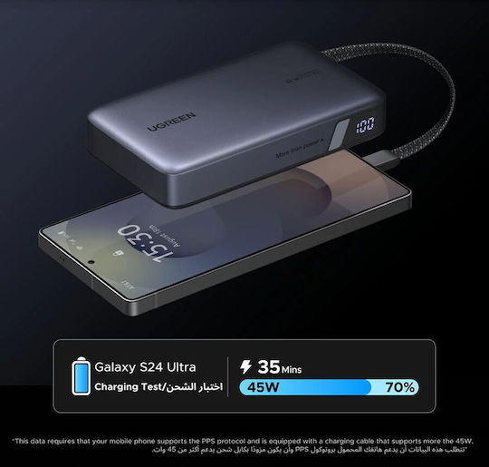 Ugreen PB550 Power Bank 20000mAh 67W with USB-A Port and USB-C Port Power Delivery Gray view 4