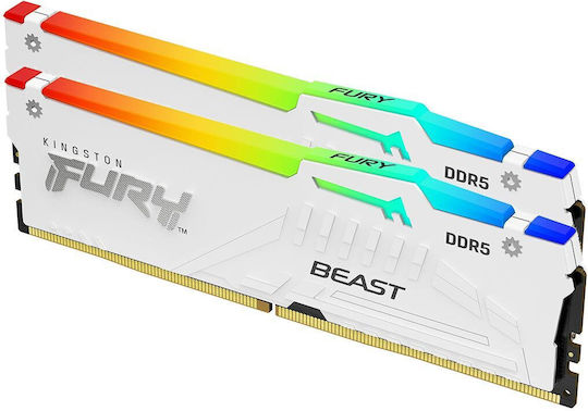 Kingston Fury Beast RGB DDR5 64GB RAM with 2x32GB Modules and Speed 6000 for Desktop KF560C36BWEAK2-64