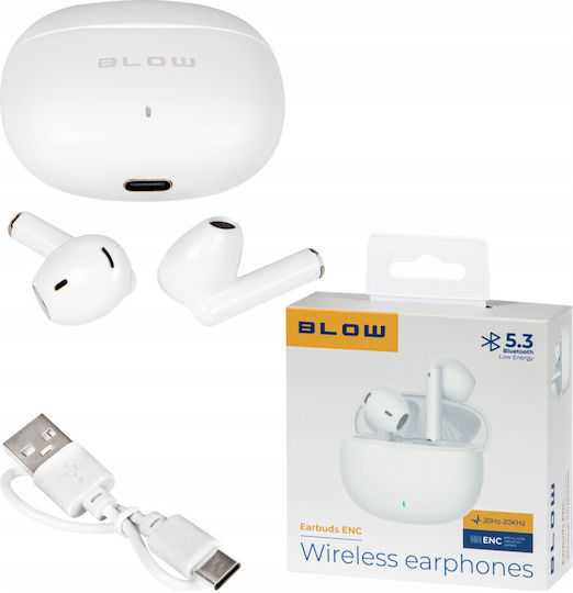 Blow Earbuds ENC Bluetooth Handsfree Earphones with Charging Case White view 7
