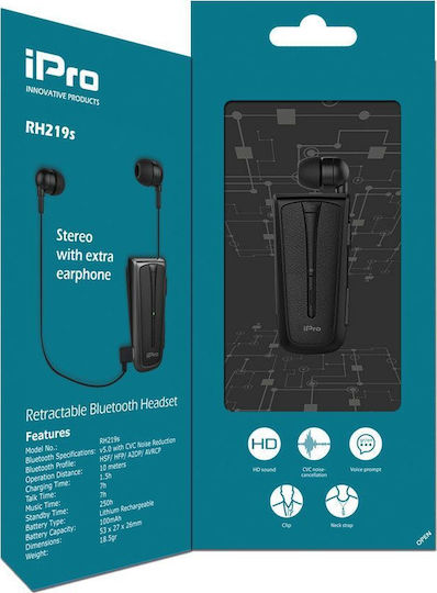 iPro RH219s In-ear Bluetooth Handsfree Earphones Black view 7